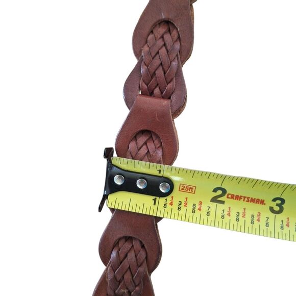 Vintage Classic Aimee Lynn Large Leather Belt Woven Braided Antique Brown 90's - Picture 14 of 16